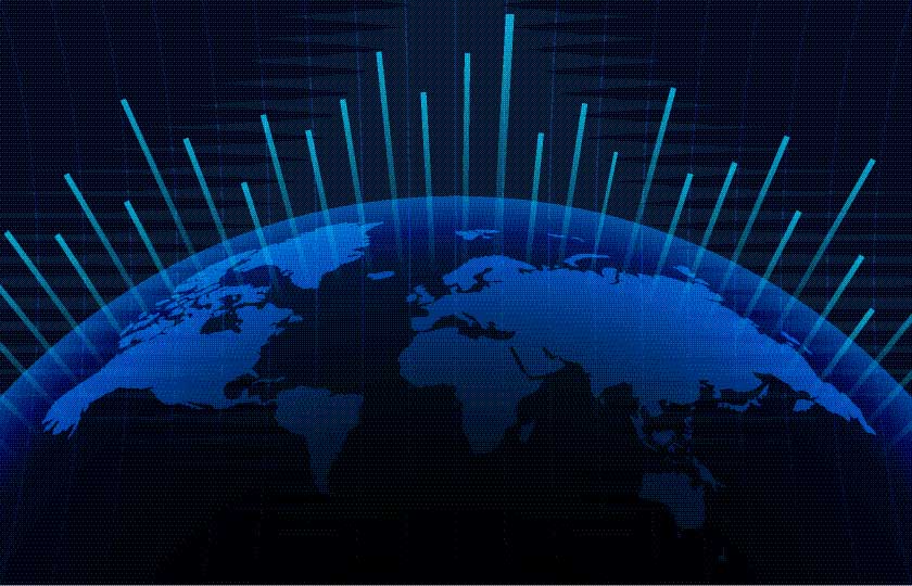 blue planet with rays coming out of it