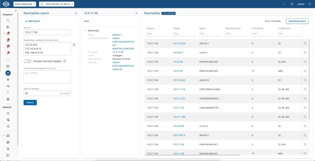 Blast Radius Identification Forward Networks