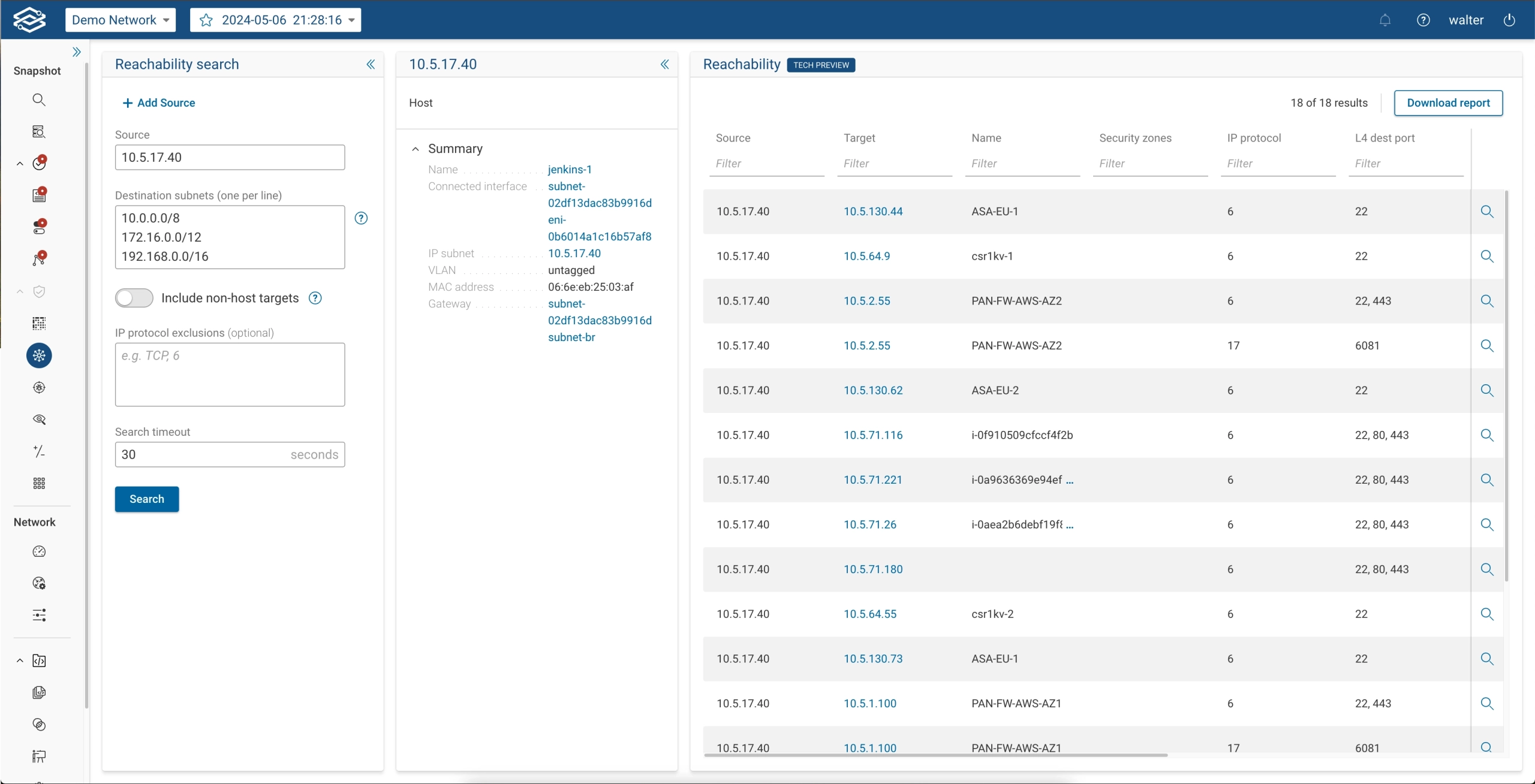 Blast Radius Identification Forward Networks