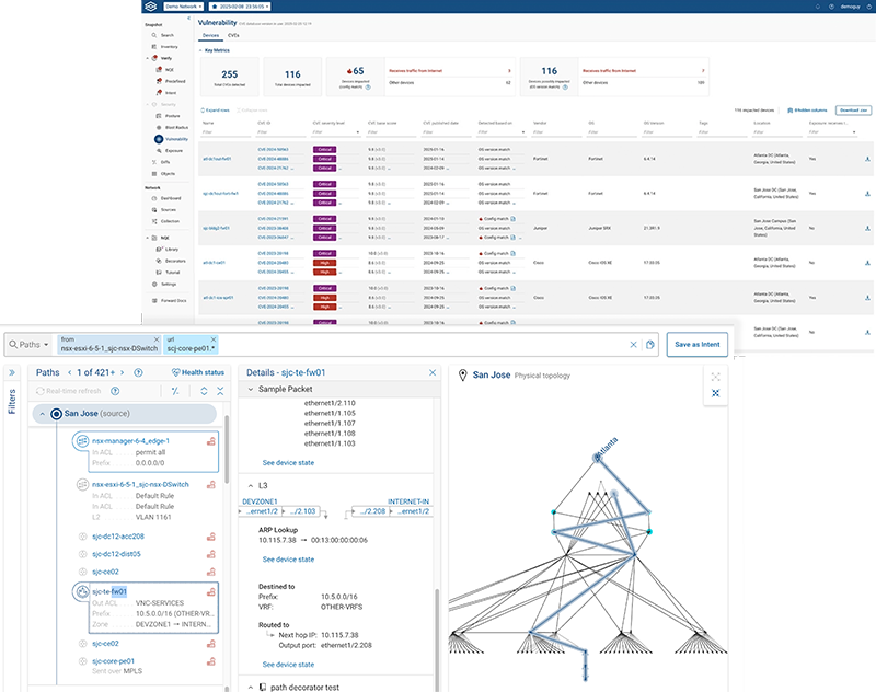 Forward Networks Enterprise interface